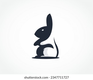 abstract stand cute bunny rabbit logo design template illustration inspiration