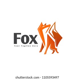 abstract Stand fox looking up logo