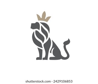 abstract stand lion with crown logo symbol design template illustration inspiration