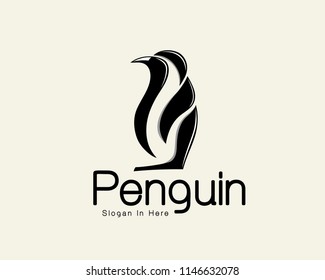 abstract stand penguin art vector logo