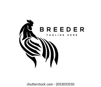 abstract stand rooster elegant logo template illustration