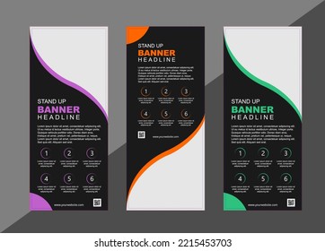 Abstract Stand Up, Roll Up Info-graphic Vector Business Corporate Advertisement Banner for Print