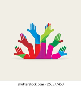 abstract standing hands for care concept 