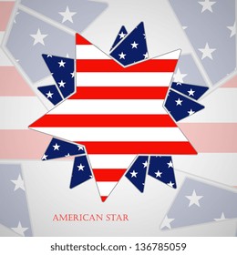 The abstract star with american flag, vector illustration eps10