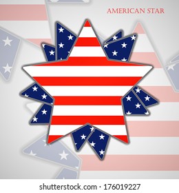 The abstract star with american flag, vector illustration eps10
