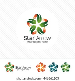 Abstract star arrow logo vector. community symbol with modern design concept and shades gradient color.