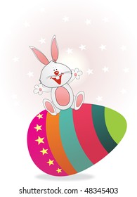 abstract star background with bunny sit on colorful egg