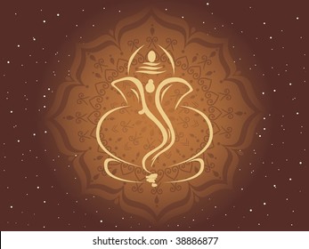 abstract star background with ganpati on artwork