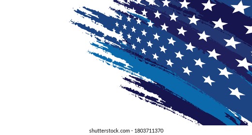 Abstract star background for greeting card with brush stroke in national blue flag colors. Vector illustration