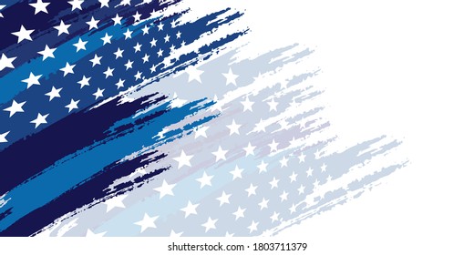 Abstract star background for greeting card with brush stroke in national blue flag colors. Vector illustration