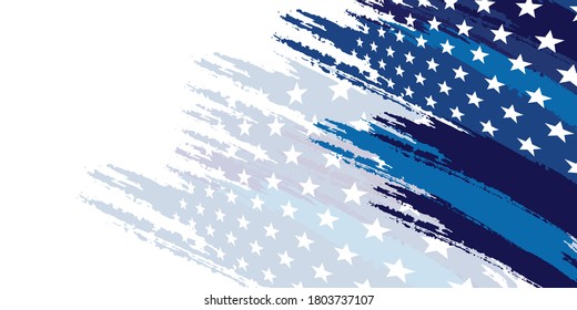 Abstract star background for greeting card with brush stroke background in blue white flag colors. Vector illustration for modern keynote presentation background, brochure design, website slider