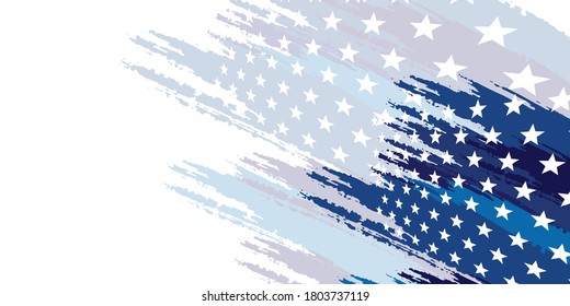 Abstract star background for greeting card with brush stroke background in blue white flag colors. Vector illustration for modern keynote presentation background, brochure design, website slider