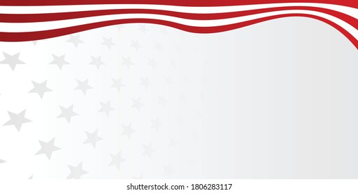 Abstract star background for greeting card with wave ribbon style in national red white flag colors. Vector illustration