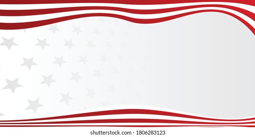 Abstract star background for greeting card with wave ribbon style in national red white flag colors. Vector illustration