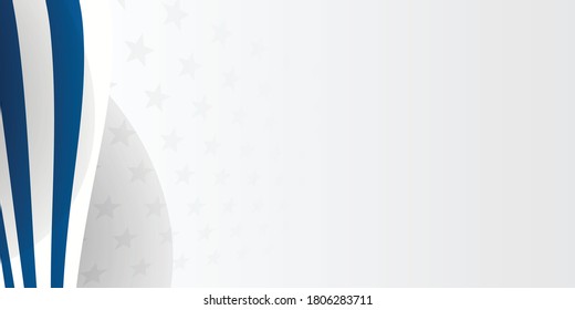 Resumen del fondo de la estrella para la tarjeta de bienvenida con cinta de franja de línea en colores de bandera azul blanco. Ilustración del vector