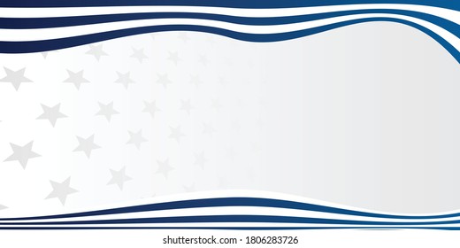 Abstract star background for greeting card with line stripe ribbon in blue white flag colors. Vector illustration