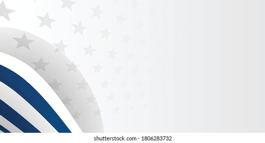 Abstract star background for greeting card with line stripe ribbon in blue white flag colors. Vector illustration