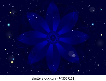 Abstract star background with space mandala. Background for sites, banners, hats. Vector illustration.