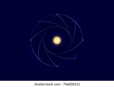 Abstract star background with space mandala. Background for sites, banners, hats. Vector illustration.