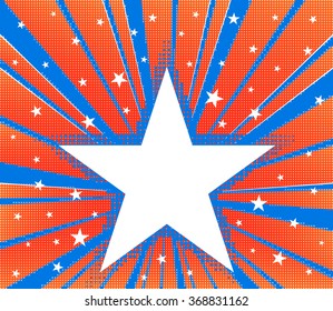 Abstract star burst background. Halftone vector background. American Patriotic Background with stars. EPS-10