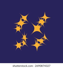 Estrela abstrata estourou. Efeito de luz brilhante. Elementos decorativos vetoriais. Fundo preto negro negrito. EPS 10.