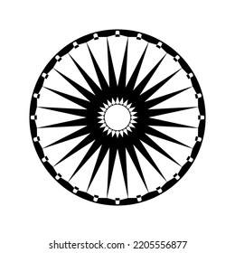 Abstract Star in Circle Shape. Black Geometric Element for Design. Vector Art.