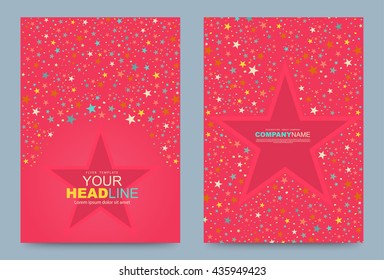 Abstract Star Colour on pink background Cover design template. Vector illustration. Use for annual report brochure flyer card, Leaflet presentation background, layout in A4 size