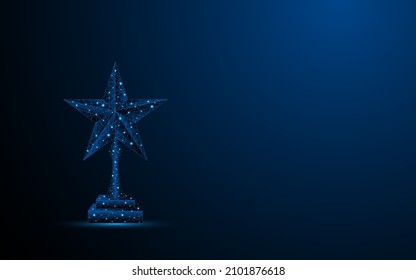 Abstract star concept of award or achievement. Digital low poly wireframe style design with connection points. vector illustration
