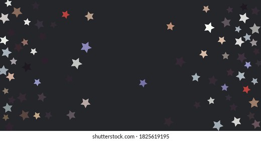 Abstract star confetti. Falling star background. Random stars shine on a dark background. Flying confetti. Suitable for your design, cards, invitations, gifts.