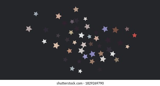 Abstrakter Star Konfetti. Fallender Sternhintergrund. Zufällige Sterne scheinen auf dunklem Hintergrund. Fliegender Konfetti. Geeignet für Ihr Design, Karten, Einladungen, Geschenke.