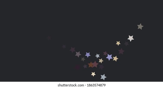 Abstract star confetti. Falling star background. Random stars shine on a dark background. Flying confetti. Suitable for design, cards, invitations, gifts.
