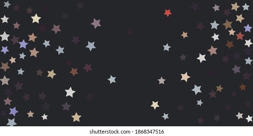 Abstract star confetti. Falling star background. Random stars shine on a dark background. Flying confetti. Suitable for your design, cards, invitations, gifts.