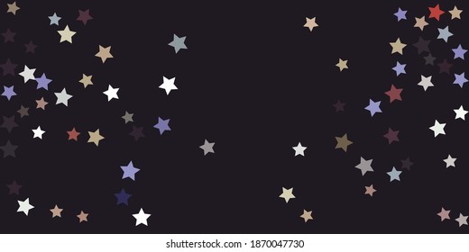 Abstract star confetti. Falling star background. Random stars shine on a dark background. Flying confetti. Suitable for your design, cards, invitations, gifts.