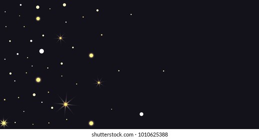 Abstract star of confetti. Falling starry background. Random stars shine on a black background. The dark sky with shining stars. Flying confetti. Suitable for your design, cards, invitations, gifts.