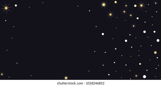 Abstract star of confetti. Falling starry background. Random stars shine on a black background. The dark sky with shining stars. Flying confetti. Suitable for your design, cards, invitations, gifts.