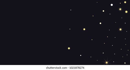 Abstract star of confetti. Falling starry background. Random stars shine on a black background. The dark sky with shining stars. Flying confetti. Suitable for your design, cards, invitations, gifts.