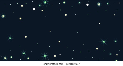 Abstract star of confetti. Falling starry background. Random stars shine on a black background. The dark sky with shining stars. Flying confetti. Suitable for your design, cards, invitations, gifts.