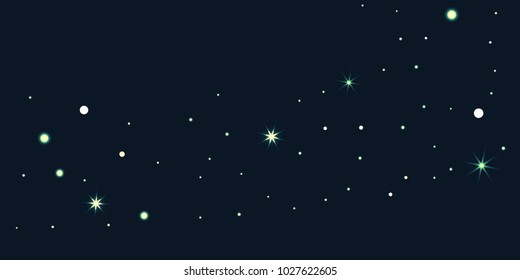 Abstract star of confetti. Falling starry background. Random stars shine on a black background. The dark sky with shining stars. Flying confetti. Suitable for your design, cards, invitations, gifts.