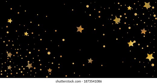 Estrella abstracta de confetti. Se está cayendo el fondo estrellado. Las estrellas al azar brillan en un fondo negro. El cielo oscuro con estrellas brillantes. Confeti volador. Adecuado para tu diseño, tarjetas, invitaciones, regalos. 