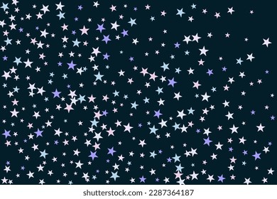 Estrella abstracta de confetti. Se está cayendo el fondo estrellado. Las estrellas al azar brillan en un fondo negro. El cielo oscuro con estrellas brillantes. Confeti volador. Adecuado para tu diseño, tarjetas, invitaciones, regalos. 