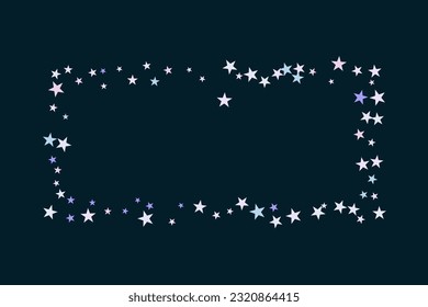 Abstract star of confetti. Falling starry background. Random stars shine on a black background. The dark sky with shining stars. Flying confetti. Suitable for your design, cards, invitations, gifts. 