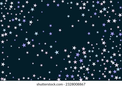 Abstract star of confetti. Falling starry background. Random stars shine on a black background. The dark sky with shining stars. Flying confetti. Suitable for your design, cards, invitations, gifts. 