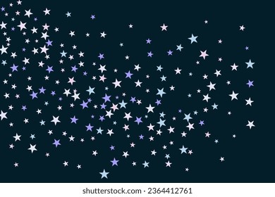 Abstract star of confetti. Falling starry background. Random stars shine on a black background. The dark sky with shining stars. Flying confetti. Suitable for your design, cards, invitations, gifts. 