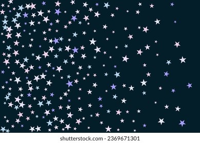 Abstract star of confetti. Falling starry background. Random stars shine on a black background. The dark sky with shining stars. Flying confetti. Suitable for your design, cards, invitations, gifts. 