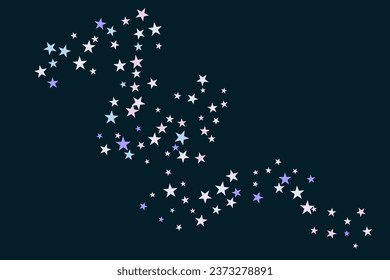 Abstract star of confetti. Falling starry background. Random stars shine on a black background. The dark sky with shining stars. Flying confetti. Suitable for your design, cards, invitations, gifts. 