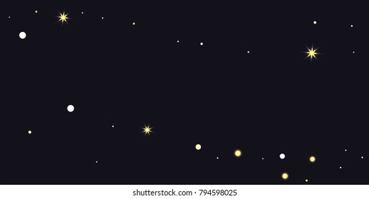 Abstract star of confetti. Falling starry background. Random stars shine on a black background. The dark sky with shining stars. Flying confetti. Suitable for your design, cards, invitations, gifts.