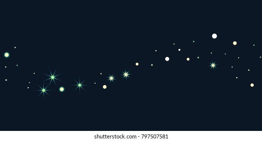 Abstract star of confetti. Falling starry background. Random stars shine on a black background. The dark sky with shining stars. Flying confetti. Suitable for your design, cards, invitations, gifts.