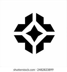 Abstract star cross logo design with diamond poker symbol in negative space.