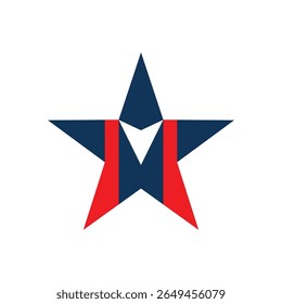 Abstract Star Design Featuring Bold Red and Blue Geometric Elements