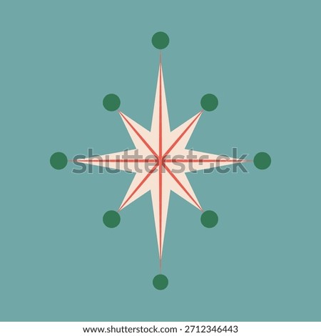 Abstract star design with geometric shapes. Star pattern with geometric elements. Geometric star art on a teal background. Star and geometric design elements. Christmas illustration vector.